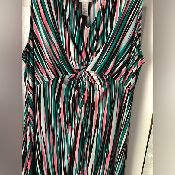 Catherines Womens Striped Knee Length Dress Plus Size 3X V-Neck Sleeveless - Picture 5 of 8